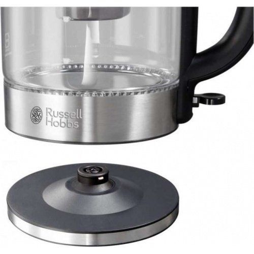 Електрочайник Russell Hobbs Glass, 1.7л, скло, підсвічування, сріблясто-чорний (21600-57) 364525 фото