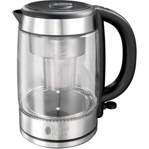 Електрочайник Russell Hobbs Glass, 1.7л, скло, підсвічування, сріблясто-чорний (21600-57) 364525 фото