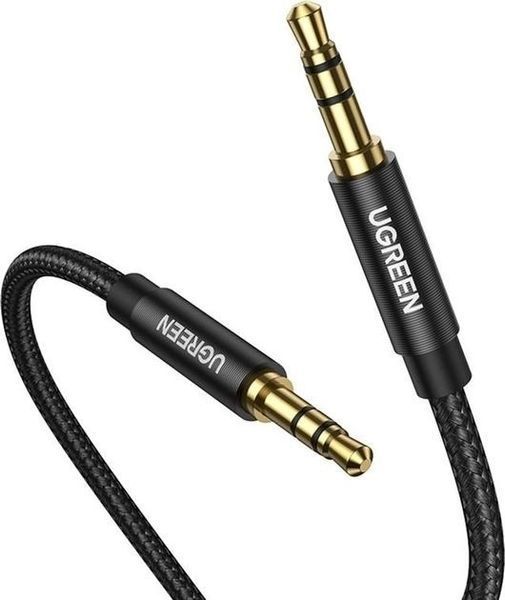 Кабель UGREEN AV112 3.5mm Male To 3.5mm Male Cable Gold Plated Metal Case With Braid 1m Black (50361) 278850 фото