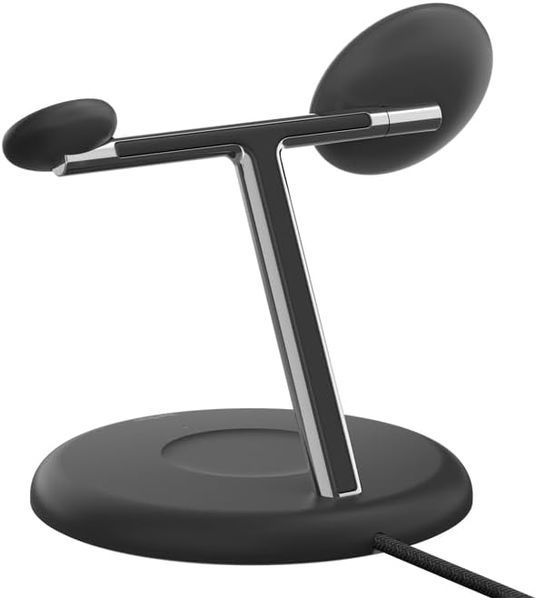 Зарядний пристрій бездротовий Belkin 3в1 Magnetic Adjustable Pad Qi2 15Вт, чорний (WIZ023VFBK) 371158 фото