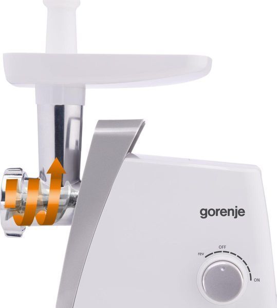 М'ясорубка Gorenje, 1600Вт, 2,2кг/хв, 2 решітки, пластик, білий (MG1601W) 369436 фото