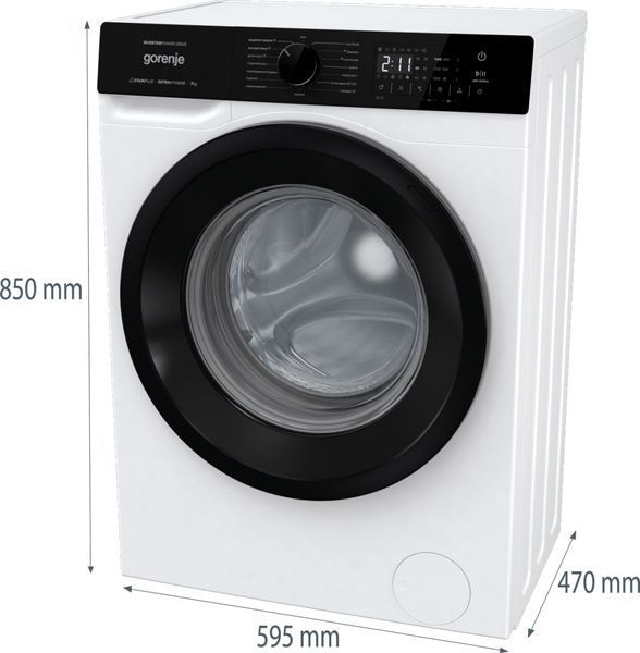 Пральна машина Gorenje фронтальна, 7кг, 1400, A+++, 47см, дисплей, пар, інвертор, білий 384770 фото
