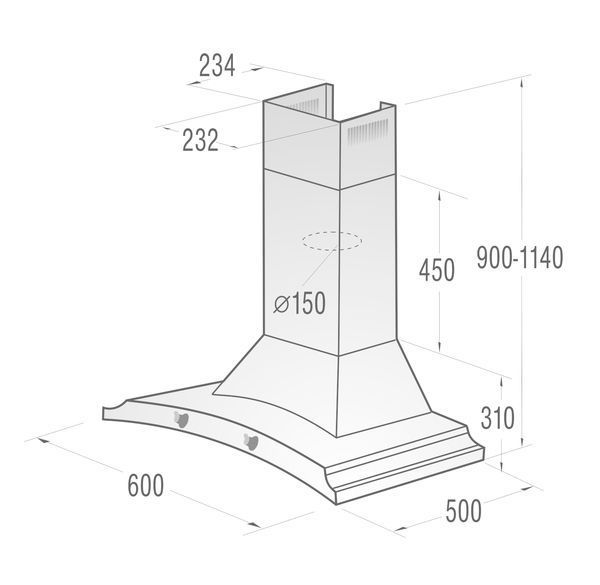 Витяжка Gorenje купольна, 60см, 621м3ч, чорний (DK63MCLB) 375572 фото