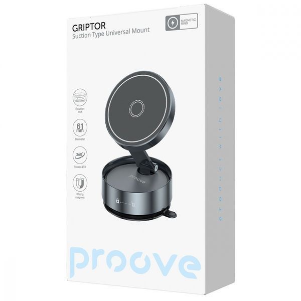 Автомобільний тримач Proove Griptor Sutction Type Universal Mount (CHGRP0000003) gray 395976 фото