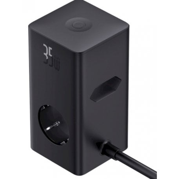 Зарядний Пристрій Baseus Power Combo Cube Power Strip 3xAC+2xUSB+2xType-C 30W (1.5m) (E00023606113-00) Black 295395 фото