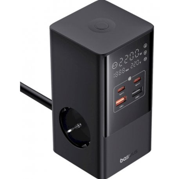 Зарядний Пристрій Baseus Power Combo Cube Power Strip 3xAC+2xUSB+2xType-C 30W (1.5m) (E00023606113-00) Black 295395 фото