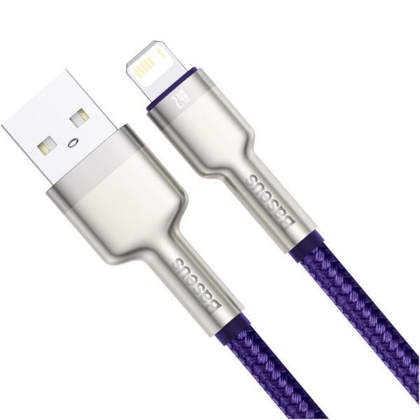 Кабель Baseus Cafule Series Metal Data USB кабель USB To IP 2.4A 2 М (CALJK-B05) Purple 252233 фото