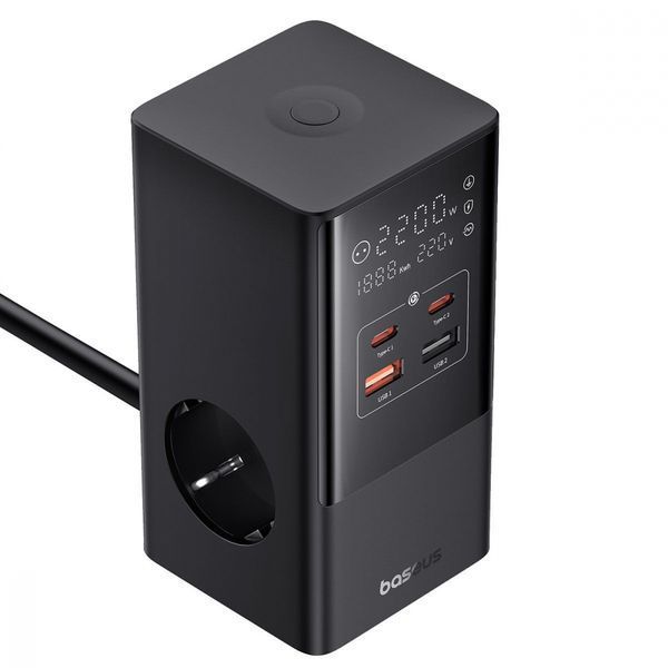 Зарядний Пристрій Baseus Power Combo Cube Power Strip 3xAC+2xUSB+2xType-C 30W (1.5m) (E00023606113-00) Black 295395 фото