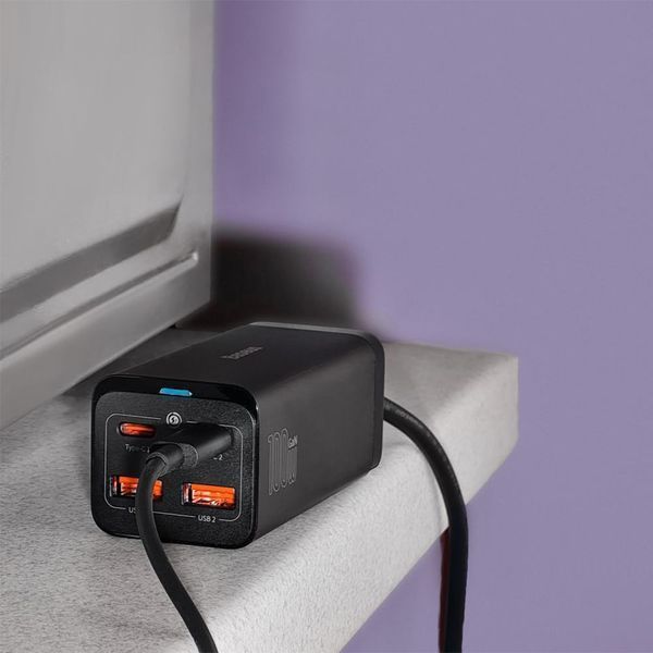 Зарядний Пристрій Baseus GaN3 Pro 100W (2 Type-C + 2 USB) (CCGP000101) Black 256612 фото
