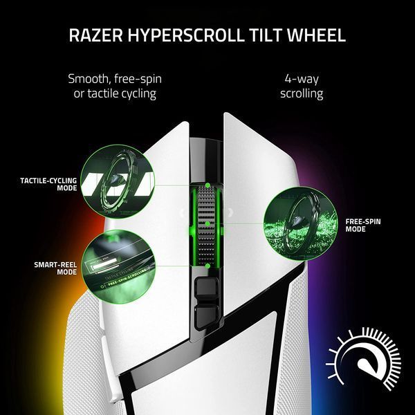 Миша Razer Basilisk V3 Pro, RGB, USB-A/WL/BT, білий (RZ01-04620200-R3G1) 375696 фото