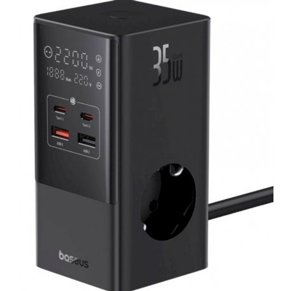 Зарядний Пристрій Baseus Power Combo Cube Power Strip 3xAC+2xUSB+2xType-C 30W (1.5m) (E00023606113-00) Black 295395 фото