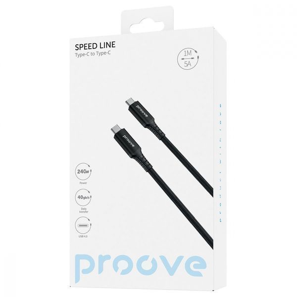 Кабель Proove Speed Line Type-C To Type С 240W USB 4.0 (1m) (CCSL60002201) Black 316276 фото
