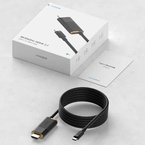 Кабель (перехідник) Xiaomi HAGiBiS USB-C на HDMI 2.1 8K@60Hz / Type-C 100W PD / 2m (SWC10) 359892 фото