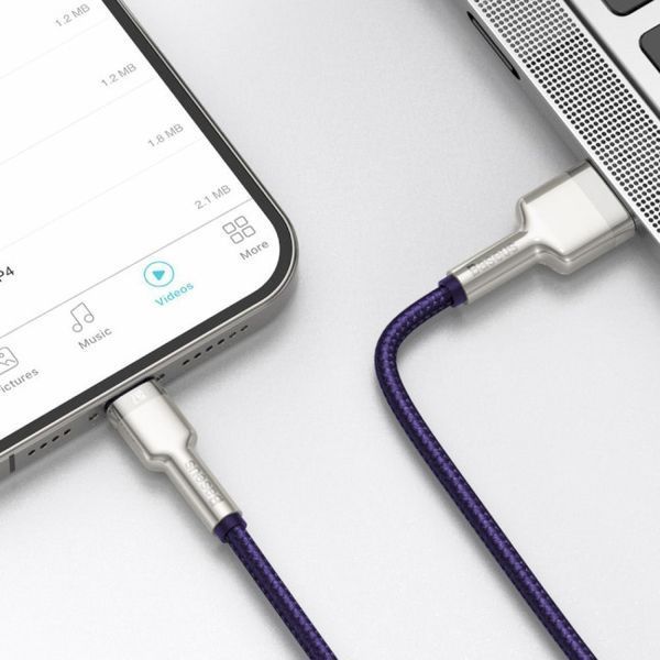 Кабель Baseus Cafule Series Metal Data USB кабель USB To IP 2.4A 2 М (CALJK-B05) Purple 252233 фото