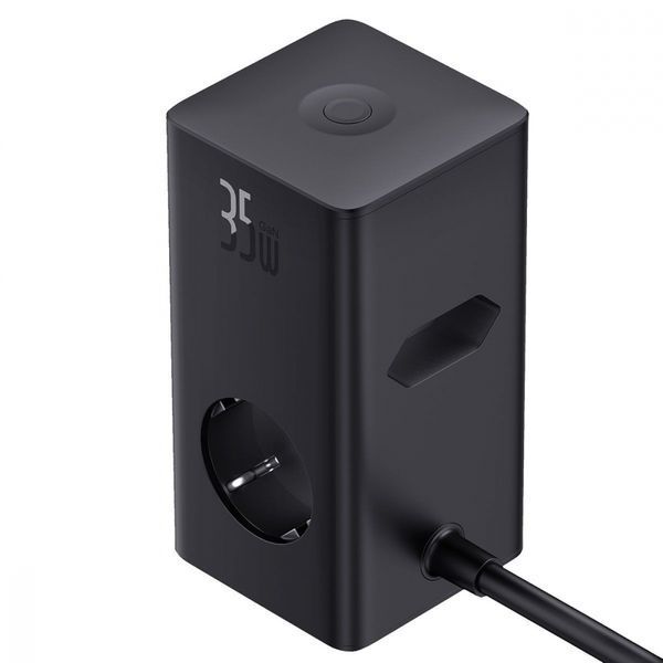 Зарядний Пристрій Baseus Power Combo Cube Power Strip 3xAC+2xUSB+2xType-C 30W (1.5m) (E00023606113-00) Black 295395 фото