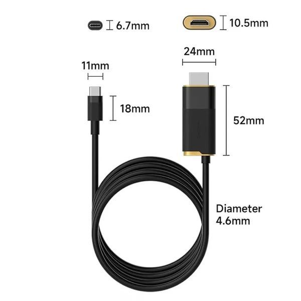 Кабель (перехідник) Xiaomi HAGiBiS USB-C на HDMI 2.1 8K@60Hz / Type-C 100W PD / 2m (SWC10) 359892 фото