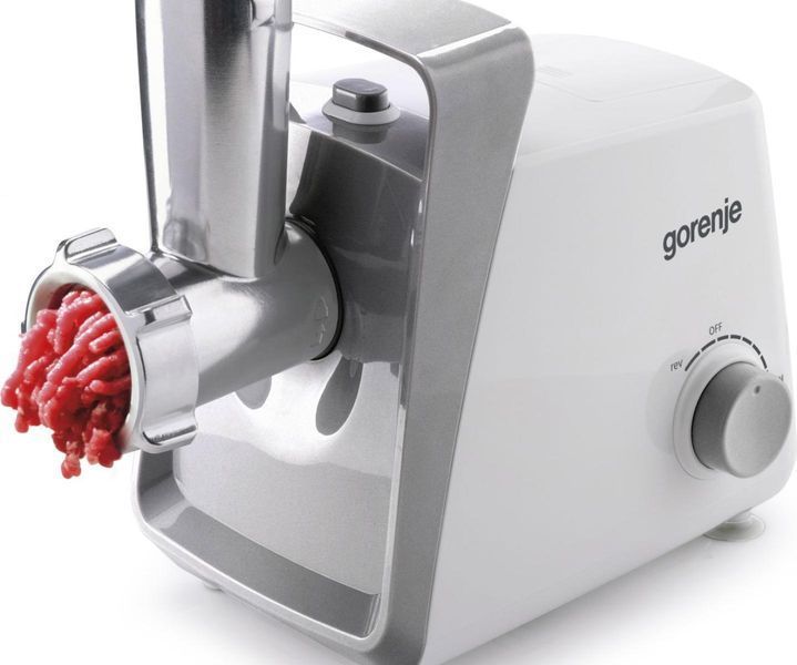 М'ясорубка Gorenje, 1600Вт, 2,2кг/хв, 2 решітки, пластик, білий (MG1601W) 369436 фото