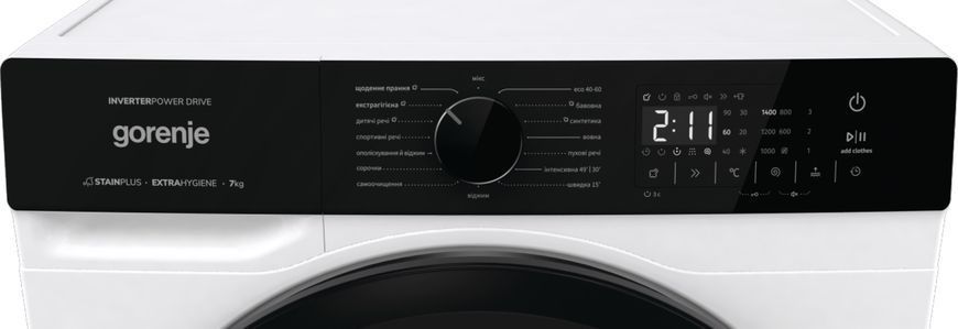 Пральна машина Gorenje фронтальна, 7кг, 1400, A+++, 47см, дисплей, пар, інвертор, білий 384770 фото