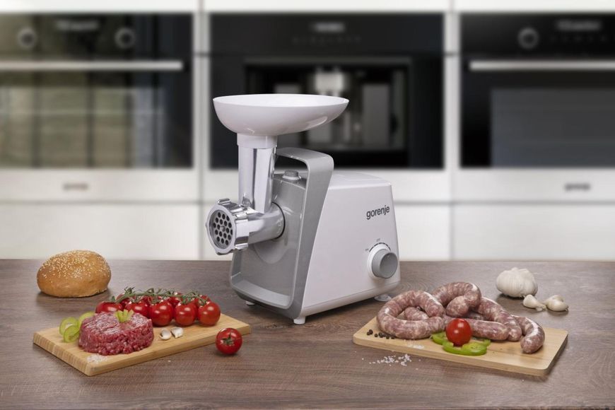 М'ясорубка Gorenje, 1600Вт, 2,2кг/хв, 2 решітки, пластик, білий (MG1601W) 369436 фото