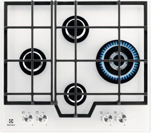 Варильна поверхня Electrolux газова на склі, 60см, чавун, білий (GME363NV) 383214 фото