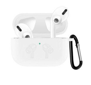Чохол для навушників Silicon Case Airpods Pro карабин New White 195579 фото