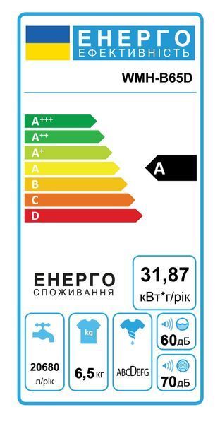 Пральна машина ARDESTO напівавтомат., 6.5кг, 1350, A, 41см, віджим, білий (WMH-B65D) 375271 фото