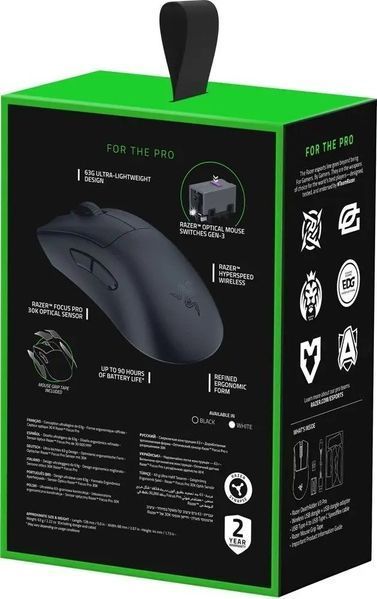Миша Razer Deathadder V3 Pro, USB-A/WL/BT, чорний (RZ01-04630100-R3G1) 375697 фото
