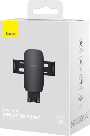 Автомобільний тримач Baseus Metal AgeⅡ Gravity Car Mount（Air Outlet Version）Black SUJS000001 268177 фото