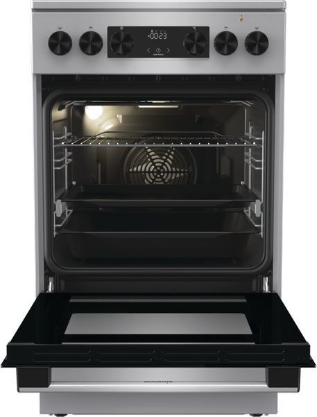 Плита Gorenje електрична склокерамічна, 70л, 50x60см, дисплей, програматор, нерж (GECS5C70XA) 374436 фото