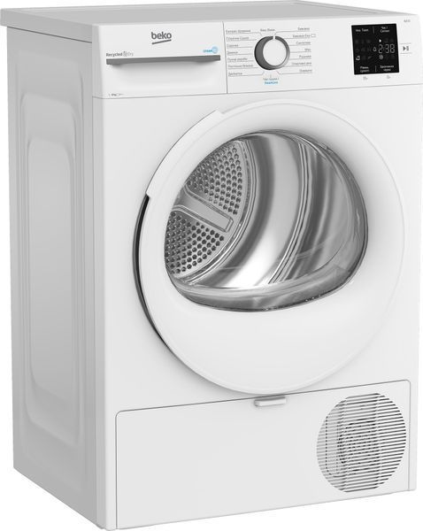 Сушильна машина Beko тепловий насос, 8кг, A++, 55см, дисплей, підсвітка барабану, пар, білий (BM3T38239WW) 373639 фото