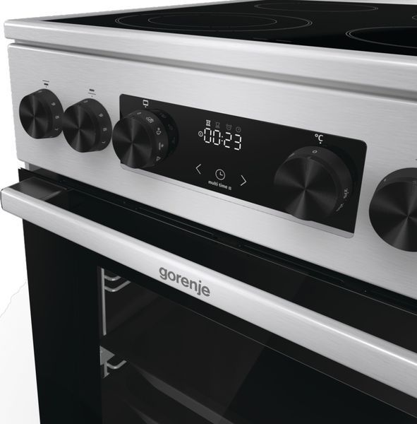 Плита Gorenje електрична склокерамічна, 70л, 50x60см, дисплей, програматор, нерж (GECS5C70XA) 374436 фото