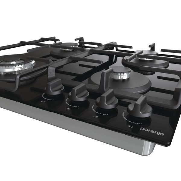 Варильна поверхня Gorenje газова на склі, 60см, чавун, чорний (GTW641EB) 370470 фото