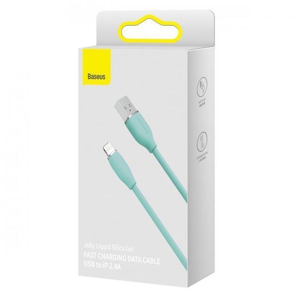 Кабель Baseus Jelly Liquid Silica Gel Fast Charging Data USB кабель USB To IP 2.4A 2m (CAGD000106) Green 255215 фото