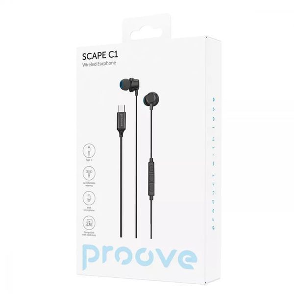 Дротові навушники Proove Scape C1 Type-C (WESC10000201) Black 287152 фото