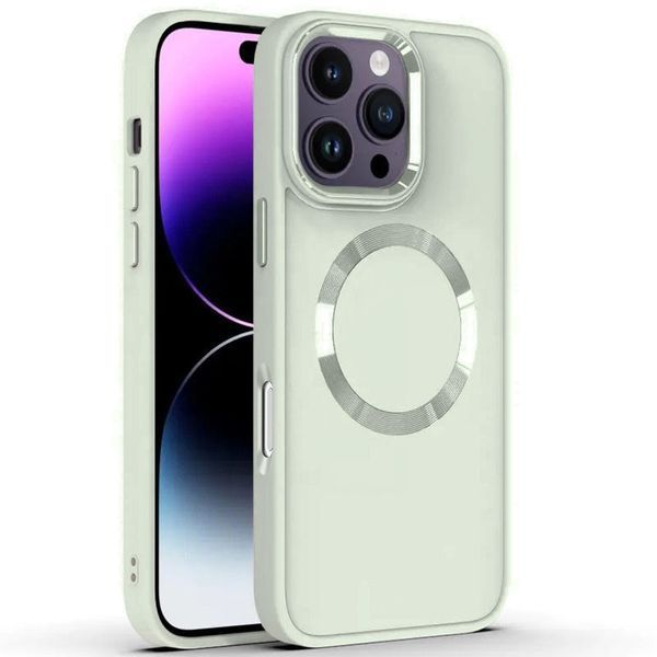 TPU чохол Bonbon Metal Style with MagSafe для Apple iPhone 16 Pro (6.3") Білий / White 322910 фото