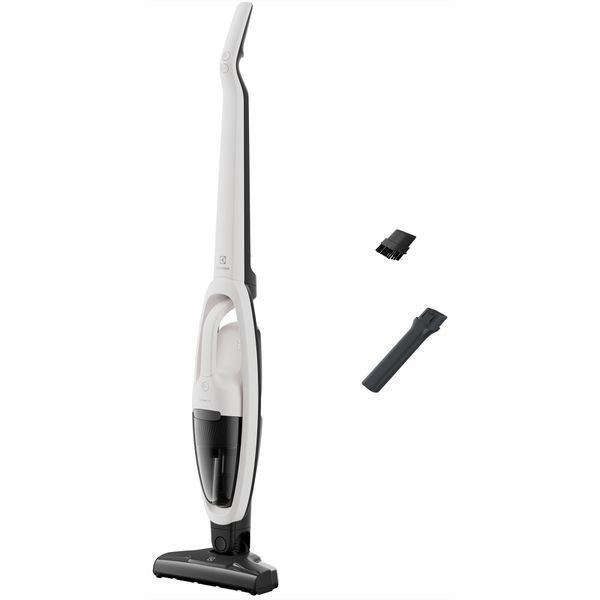Пилосос Electrolux безпровідний, конт пил -0.3л, автон. робота до 45хв, вага-2.65кг, НЕРА, 2в1, турбо-щітка, 2 насадки, білий (ES31CB18SH) 374471 фото