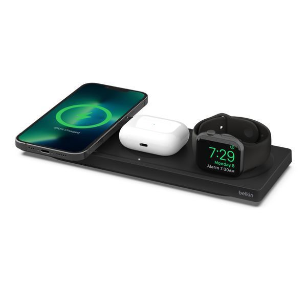 Зарядний пристрій бездротовий Belkin 3в1 MagSafe PRO iPhone/Watch/AirPods, чорний (WIZ016VFBK) 371653 фото
