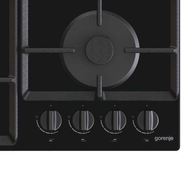 Варильна поверхня Gorenje газова на склі, 60см, чавун, чорний (GTW641EB) 370470 фото