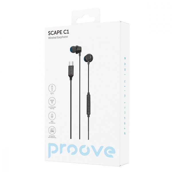Дротові навушники Proove Scape C1 Type-C (WESC10000201) Black 287152 фото