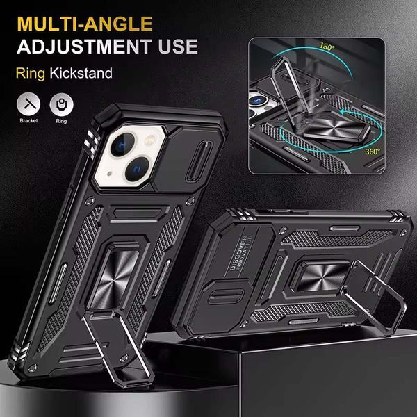 Ударостійкий чохол Camshield Army Ring для Apple iPhone 13 (6.1") Чорний / Black 315904 фото