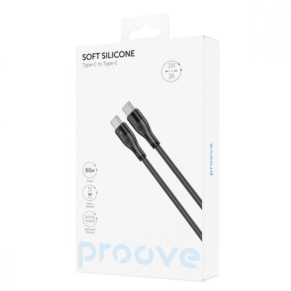 Кабель Proove Soft Silicone Type-C to Type-C 60W (1m) (CCSO60002201) Black 286721 фото