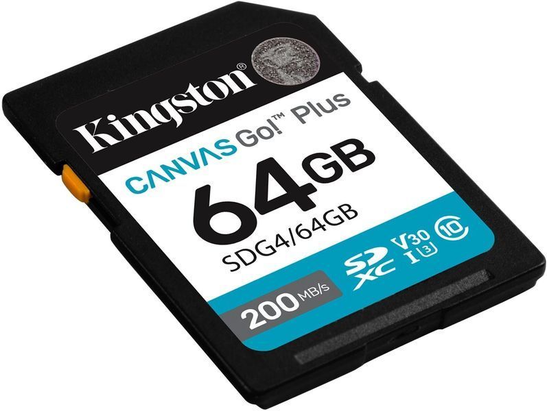Карта пам'яті Kingston SD 64GB C10 UHS-I U3 V30 R200MB/s (SDG4/64GB) 380192 фото