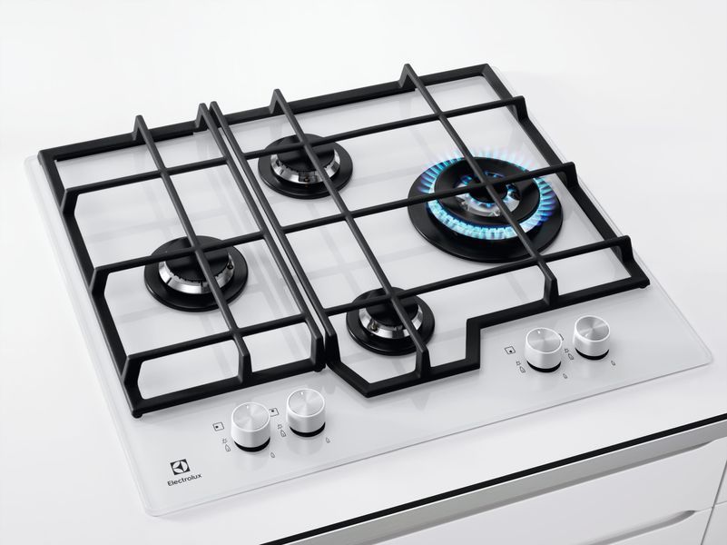 Варильна поверхня Electrolux газова на склі, 60см, чавун, білий (GME363NV) 383214 фото