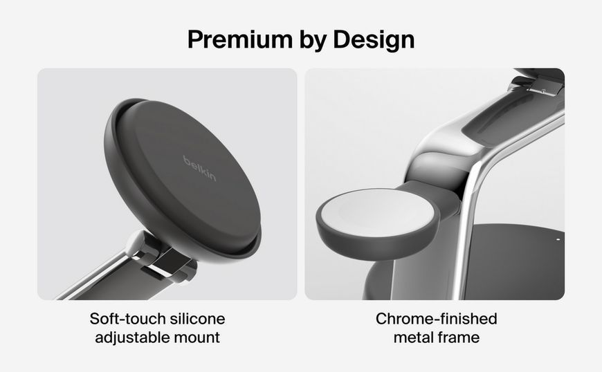 Зарядний пристрій бездротовий Belkin UltraCharge Pro 3-in-1 Magnetic Charging Dock 25Вт, Charcoal (WIZ040KQCH) 395663 фото