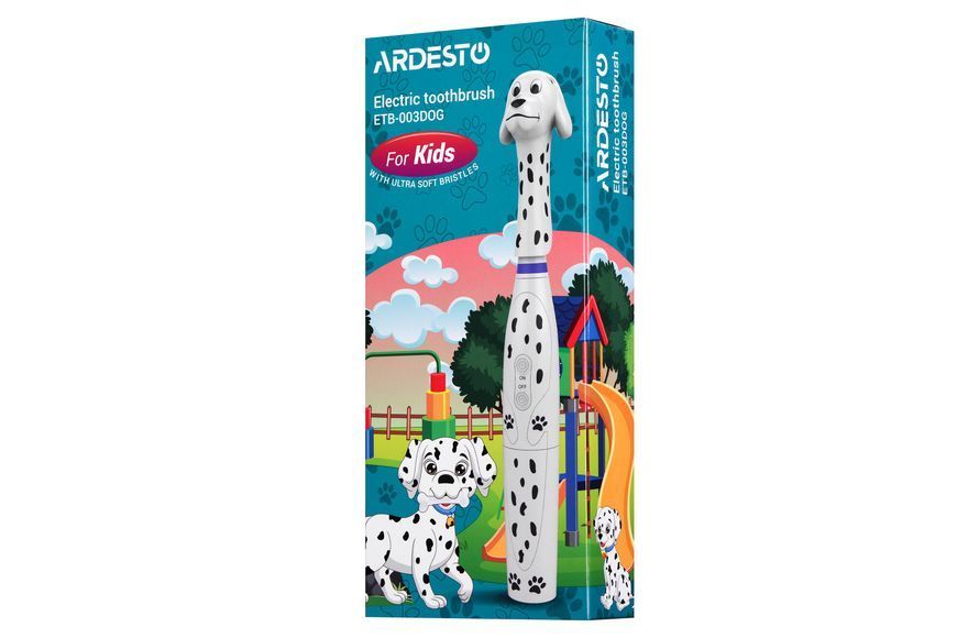 Щітка зубна електр. Ardesto, ETB-003DOG, для дітей, 8.8т. колив/хв, насадок-3, IPX6, білий 369085 фото