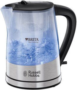 Електрочайник Russell Hobbs Purity 1л, скло, з фільтром Brita, сріблясто-чорний (22850-70) 364534 фото