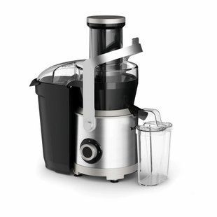 Соковитискач Tefal Nutri XXL відцентрований 1000Вт, чаша-0.8л, жмих-2.2л, жолоб на ціле яблуко, пластик/метал, чорний-нержавіюча сталь (ZE660D10) 369475 фото