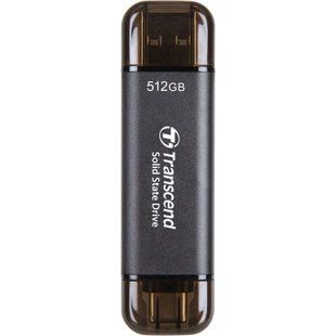 Портативний SSD Transcend 512GB USB 3.1 Gen 2 Type-A + Type-C ESD310 Чорний (TS512GESD310C) 379673 фото