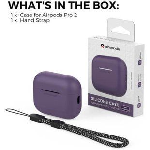Чохол для навушників AirPods Pro 2 AhaStyle Silicone Case with strap (X003ECKN77) Dark Purple 270746 фото