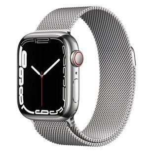 Смарт-годинник Apple Watch Series 7 GPS + LTE 41mm Silver Stainless Steel Case With Silver Milanese Loop MKHX3/MKHF3 262570 фото